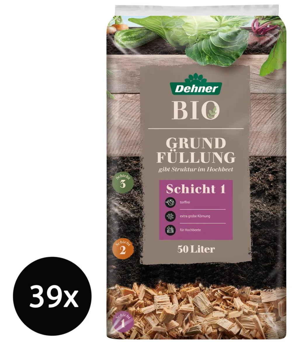 Dehner Bio Spezialerde - Hochbeet-Grundfüllung, 39 x 50 Liter