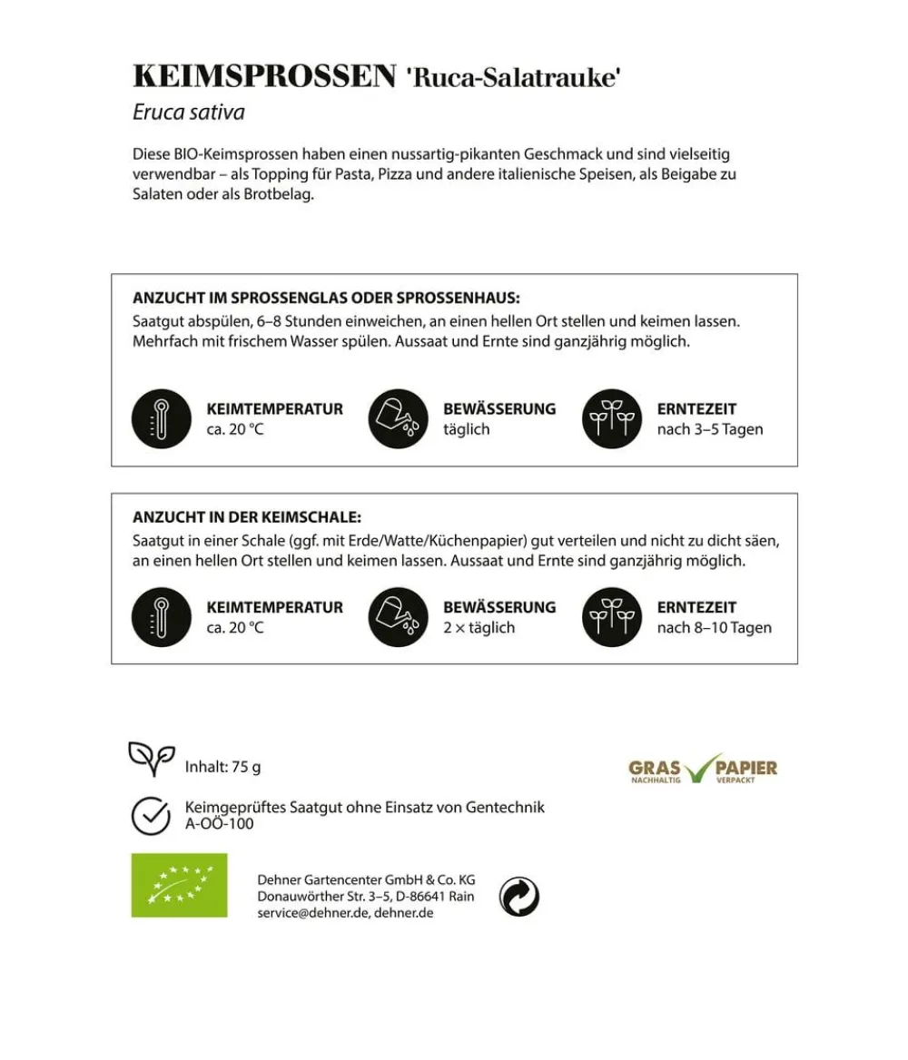 Dehner Bio -Keimsprossen 'Ruca-Salatrauke' Clearance