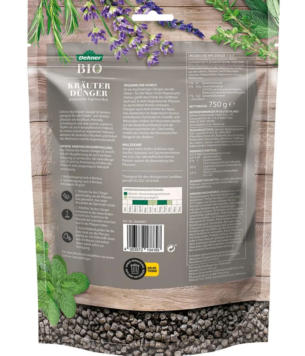 Dehner Bio Spezialdünger|Bio-Dünger > Kräuter-Dünger, 750 g