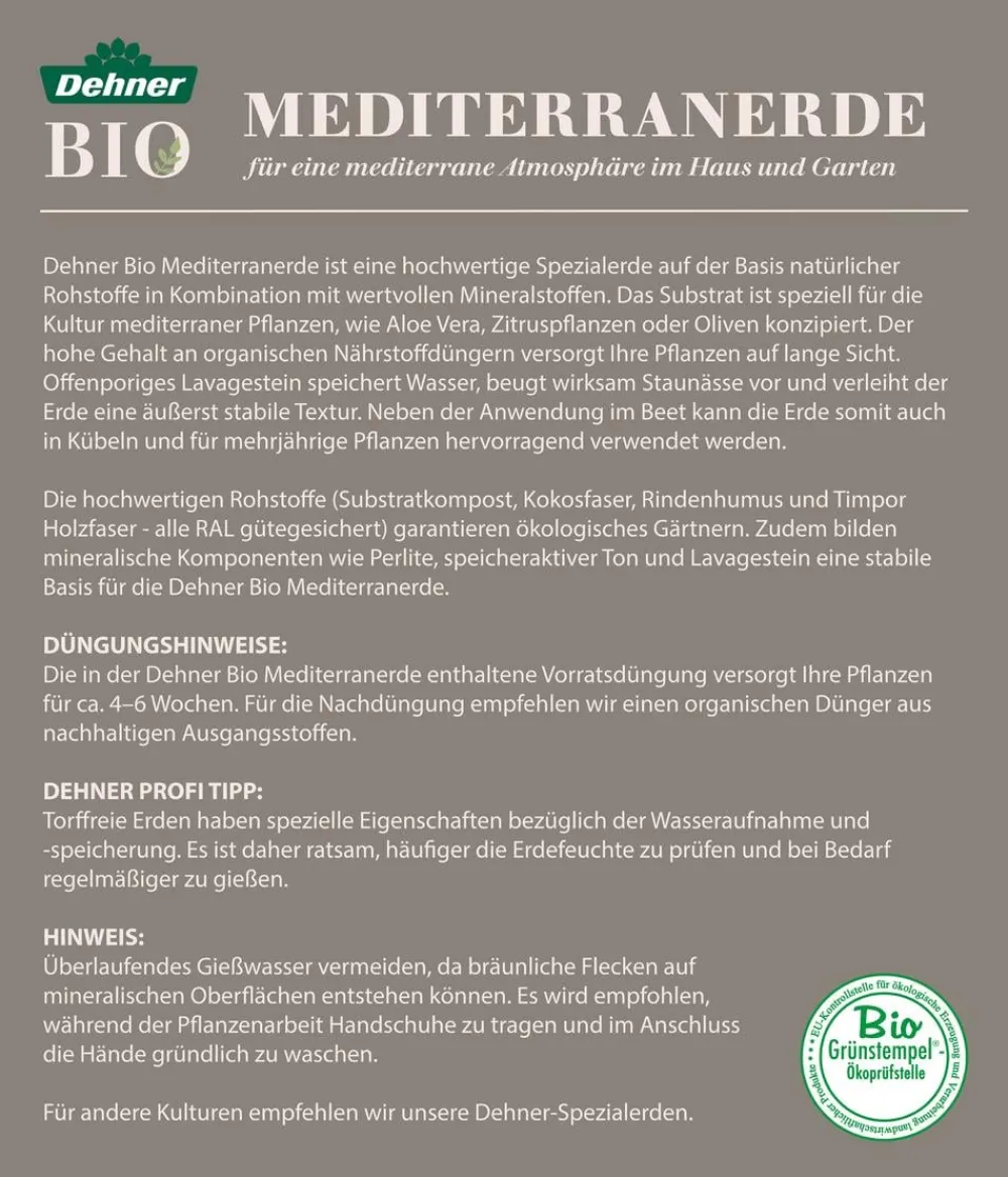 Dehner Bio Spezialerde - Mediterranerde, 42 x 40 Liter