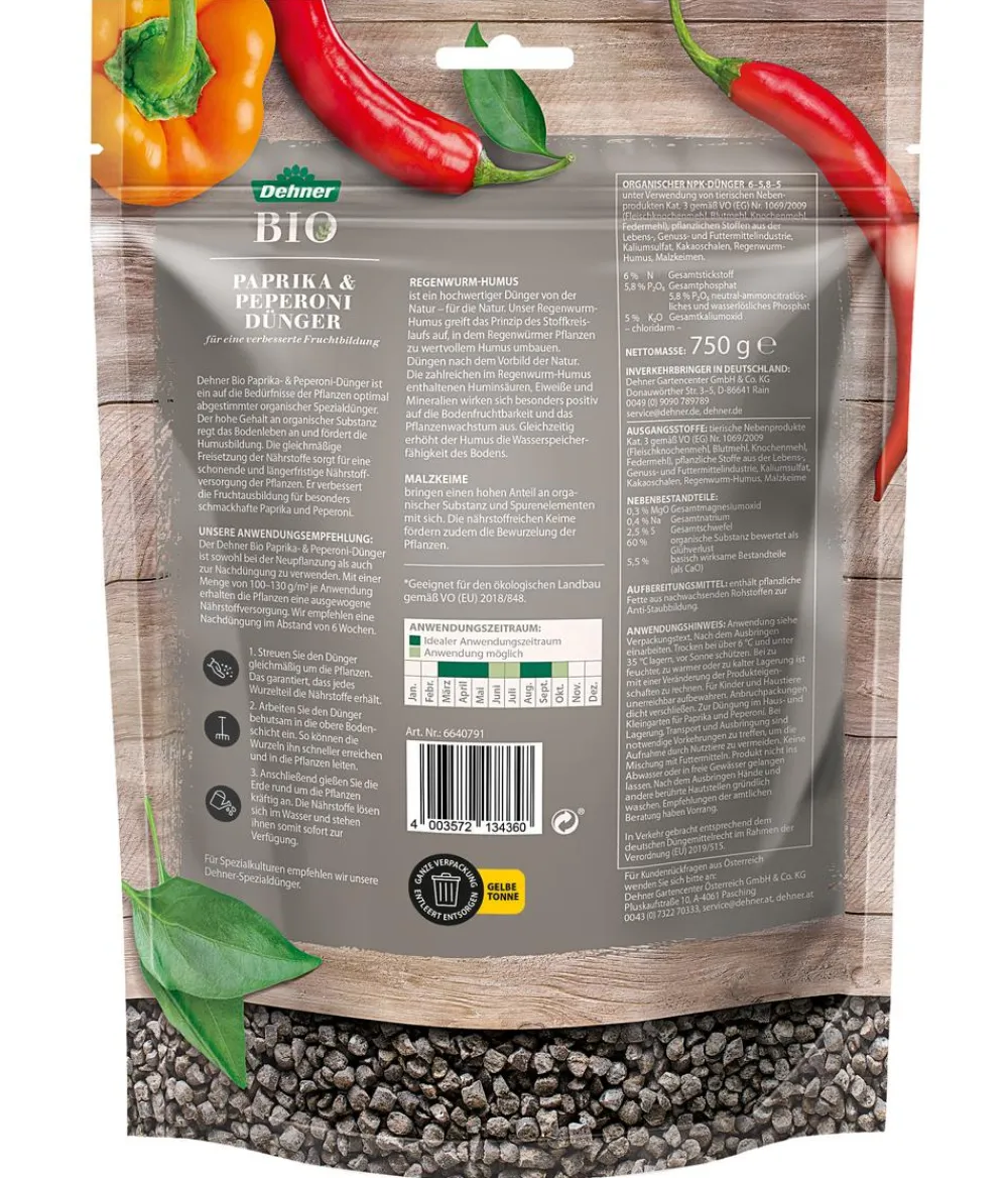 Dehner Bio Obst- & Gemüsedünger|Bio-Dünger > Paprika- und Peperoni-Dünger, 750 g