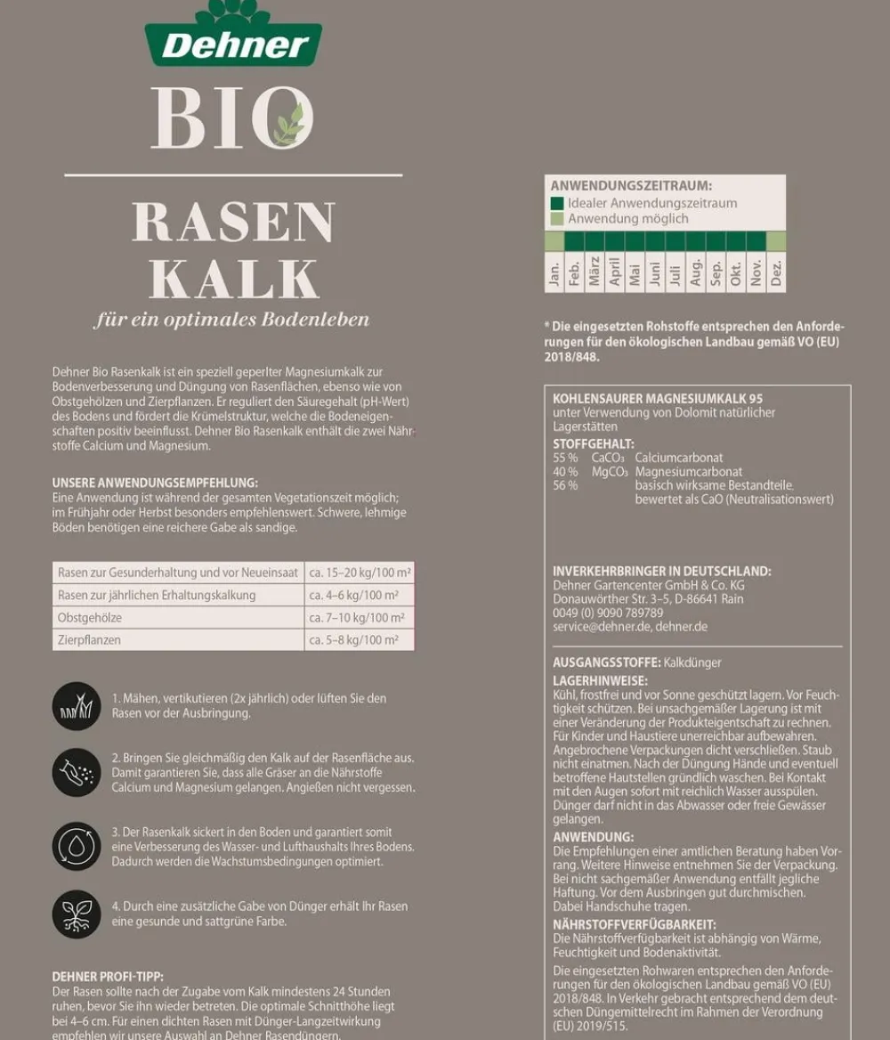 Dehner Bio Rasenkalk, 10 kg New