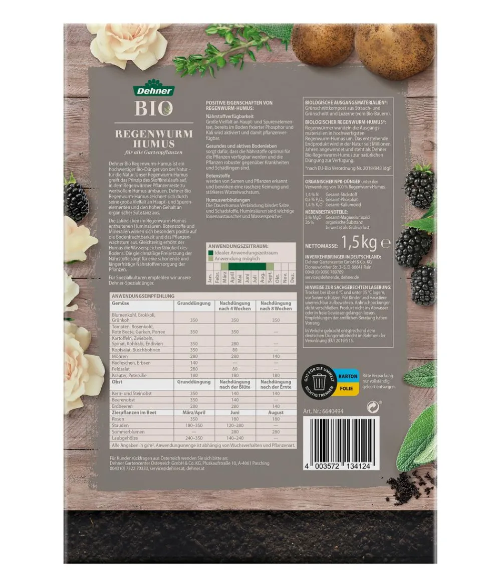 Dehner Bio Regenwurm-Humus, 1,5 kg Discount
