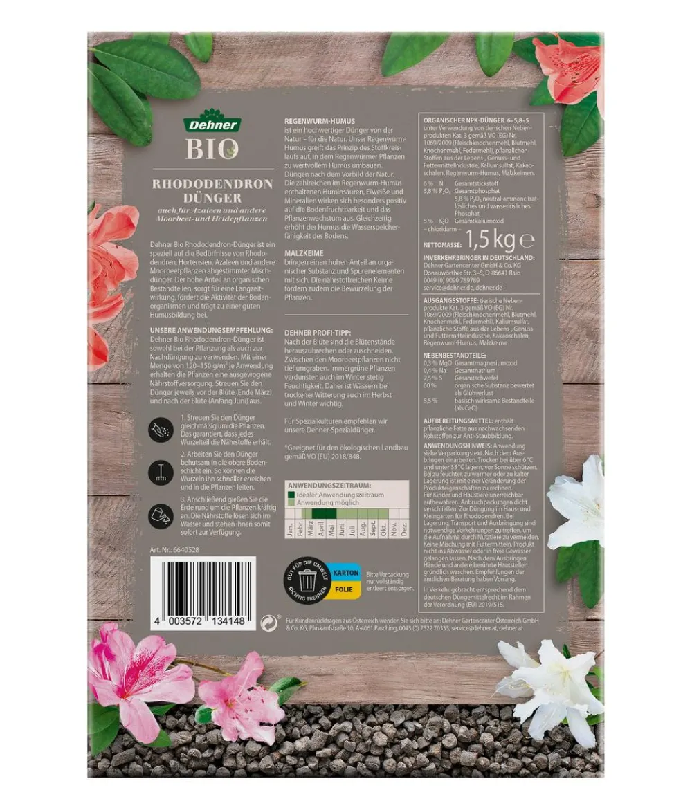 Dehner Bio Blumendünger|Spezialdünger - Rhododendron-Dünger, 1,5 kg