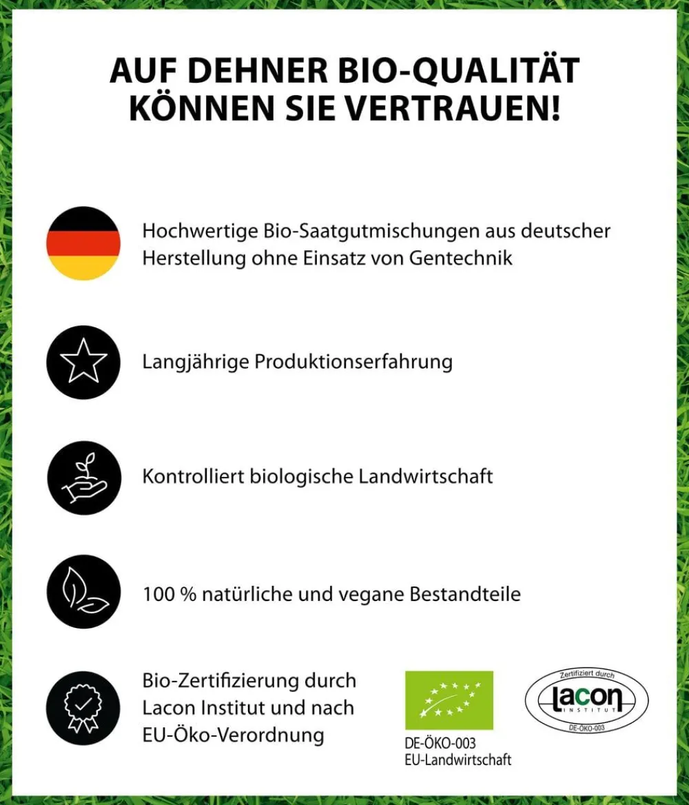 Dehner Bio Rasensamen - Saatgut Spiel- und Sportrasen, 500 g