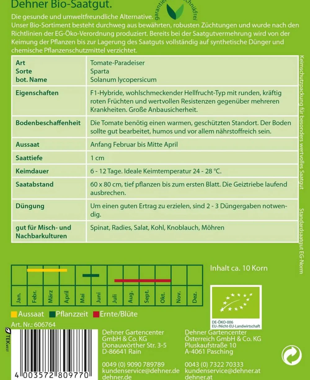 Dehner Bio -Samen Tomaten 'Sparta' Hot