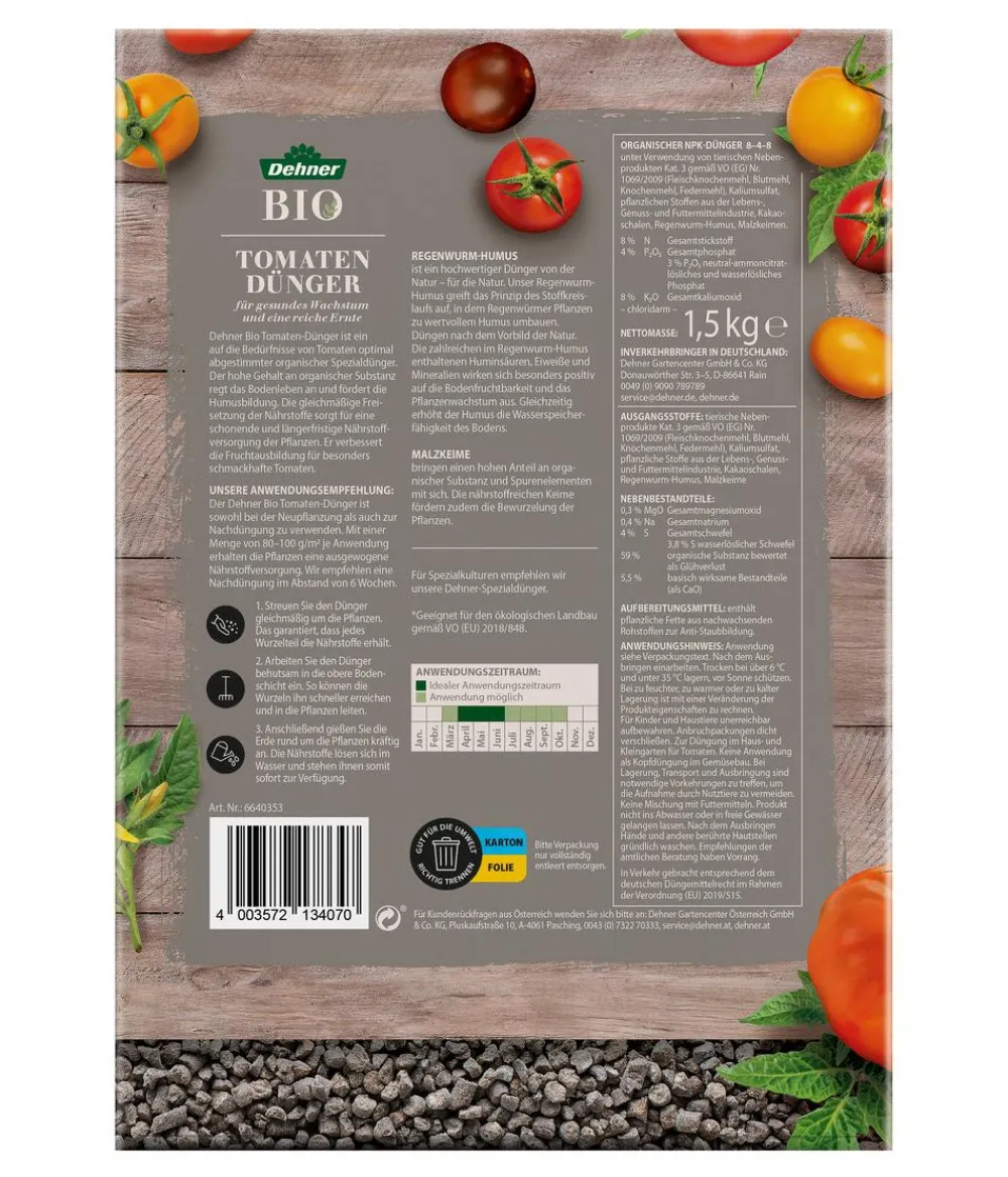 Dehner Bio Obst- & Gemüsedünger|Spezialdünger - Tomaten-Dünger
