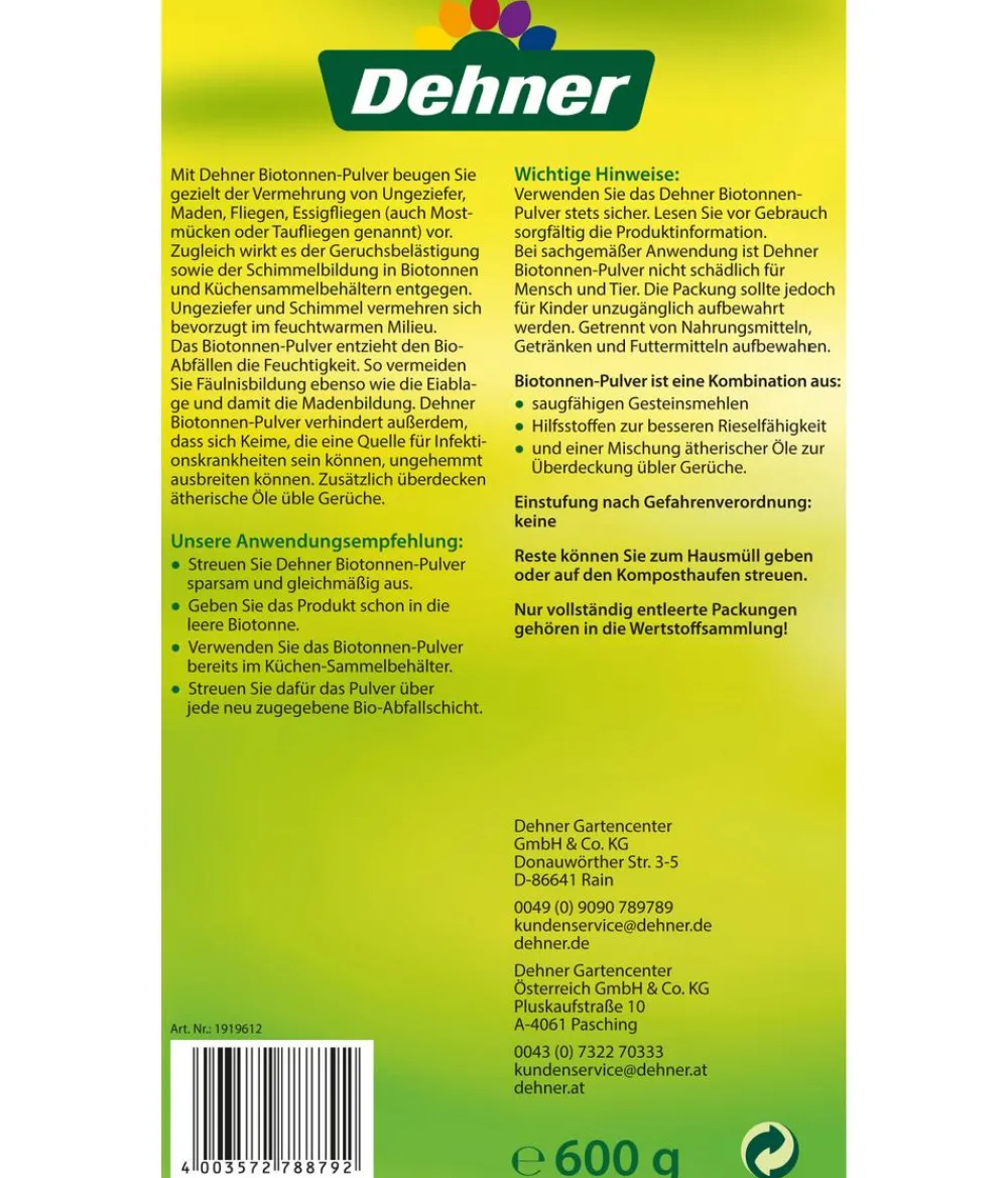 Dehner Schädlingsbekämpfungsmittel - Biotonnenpulver, 600 g