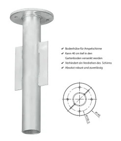 Dehner Bodenhülse für Ampelschirme, Ø 14,5 x 40 cm Best