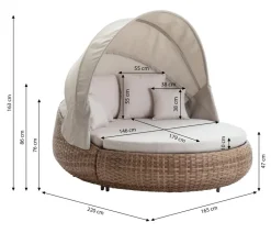 Dehner Loungemöbel|Sonneninseln > Daybed Tulum, ca. B179/H163/T220 cm