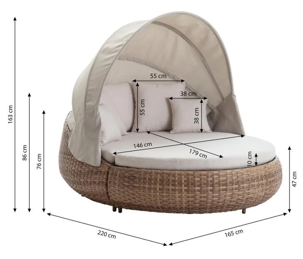 Dehner Loungemöbel|Sonneninseln > Daybed Tulum, ca. B179/H163/T220 cm