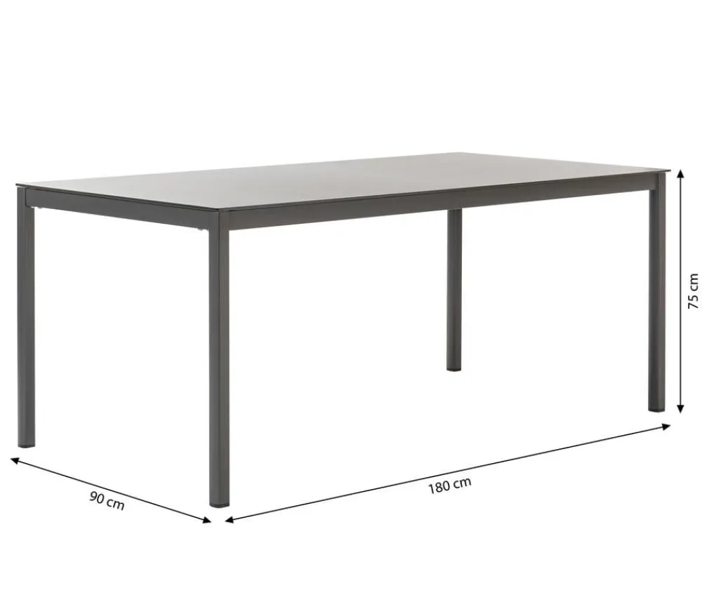 Dehner Diningtisch Lille, ca. B180/H75/T90 cm Anthrazit Discount