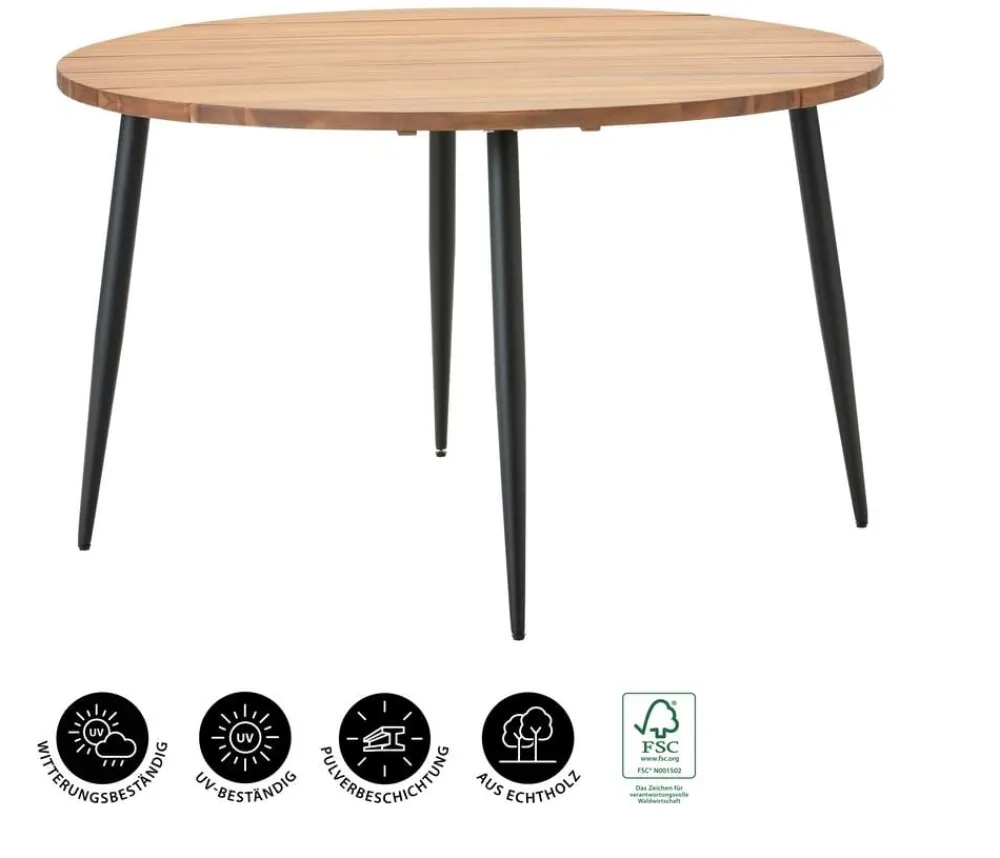 Dehner Garten-Esstische - Dining-Tisch Venezia, Ø120/H75 cm Braun