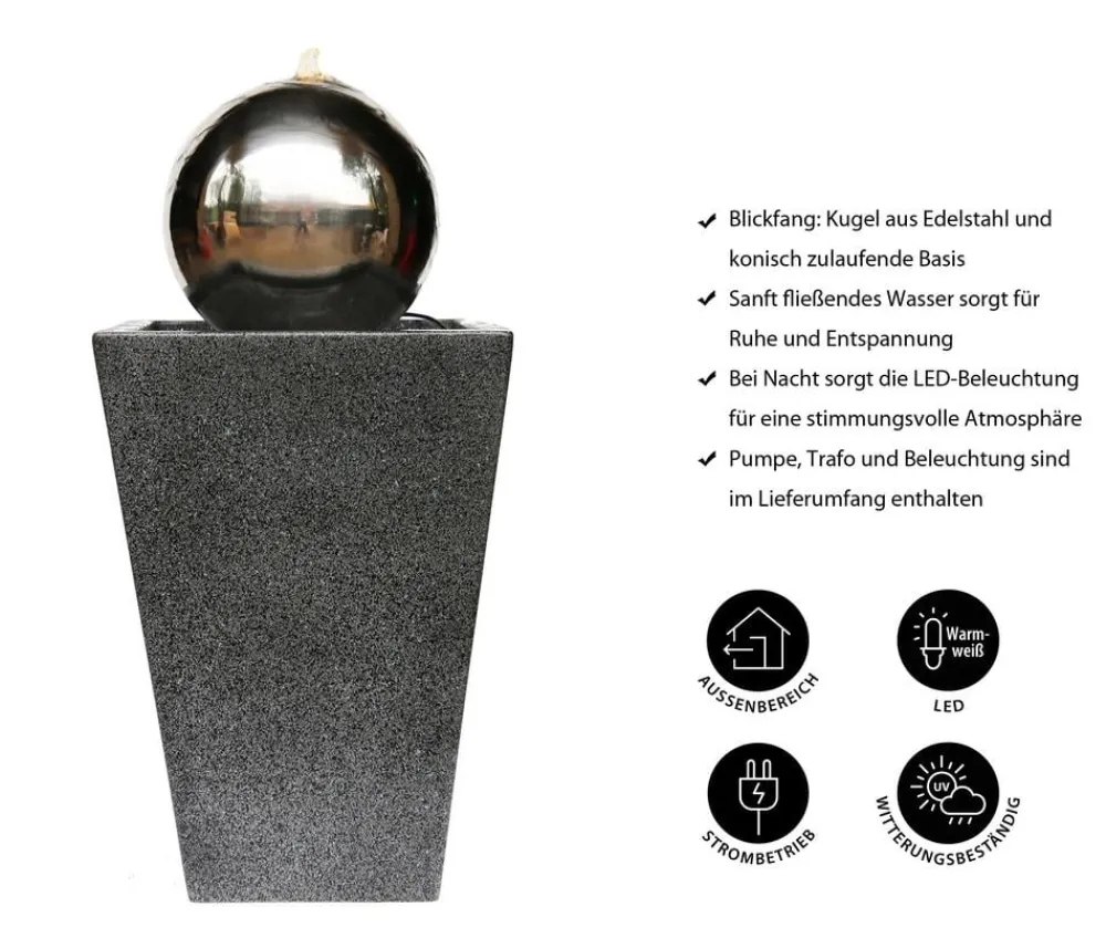 Dehner Gartenbrunnen > Edelstahl-Gartenbrunnen Kioto, ca. B34/H83/T34 cm