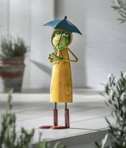 Dehner Gartenzwerge & Gartenfiguren - Eisen-Frosch mit Schirm