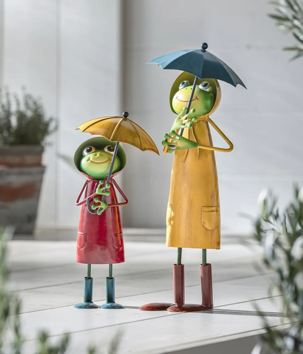 Dehner Gartenzwerge & Gartenfiguren - Eisen-Frosch mit Schirm