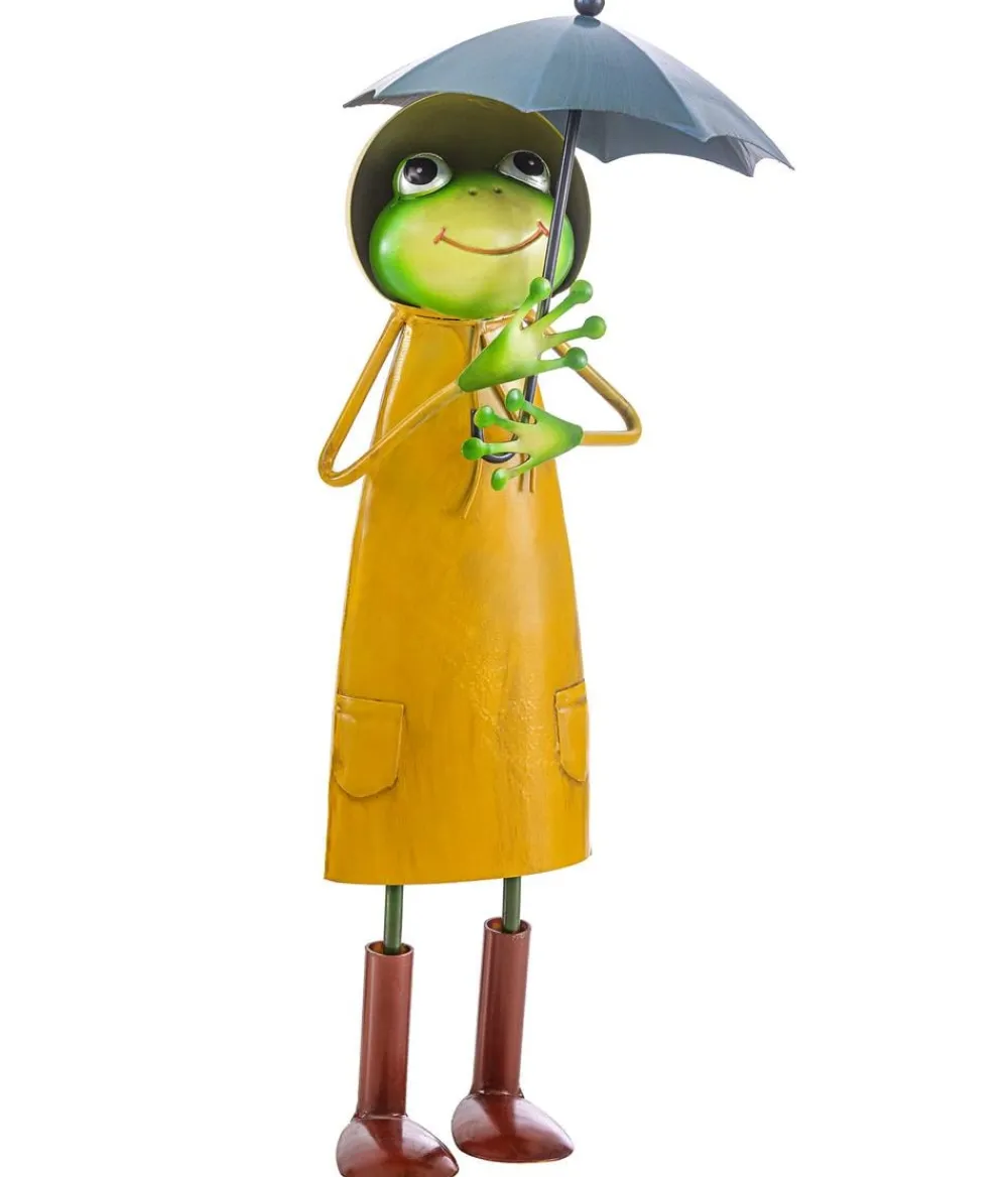 Dehner Gartenzwerge & Gartenfiguren - Eisen-Frosch mit Schirm