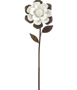 Dehner Eisen/Keramik-Dekostab Rostblume Weiß Sale