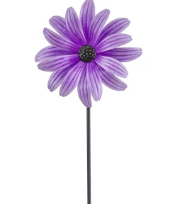 Dehner Windspiele & Gartenstecker - Eisen-Windrad Blume, ca. H115 cm Lila