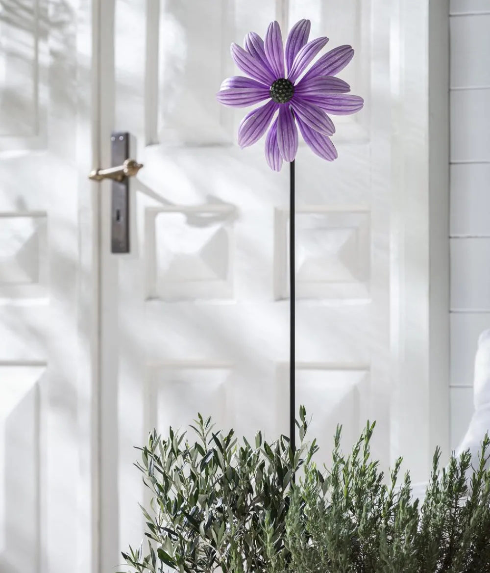Dehner Windspiele & Gartenstecker - Eisen-Windrad Blume, ca. H115 cm Lila