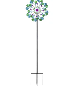 Dehner Windspiele & Gartenstecker - Eisen-Windrad Infinity, ca. H181 cm Blau