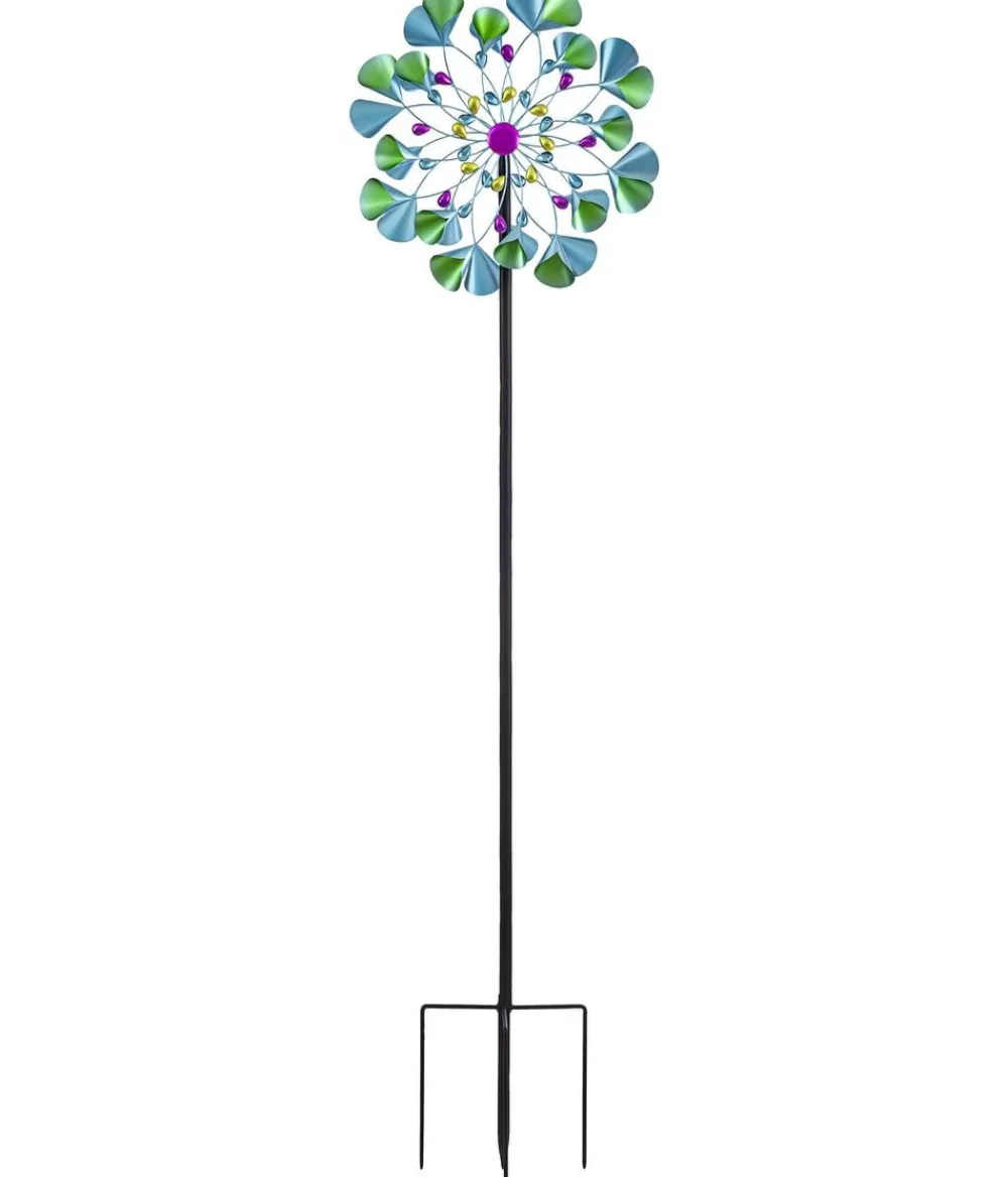 Dehner Windspiele & Gartenstecker - Eisen-Windrad Infinity, ca. H181 cm Blau