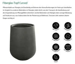 Dehner Fiberglas-Topf Curved, rund, Anthrazit Clearance