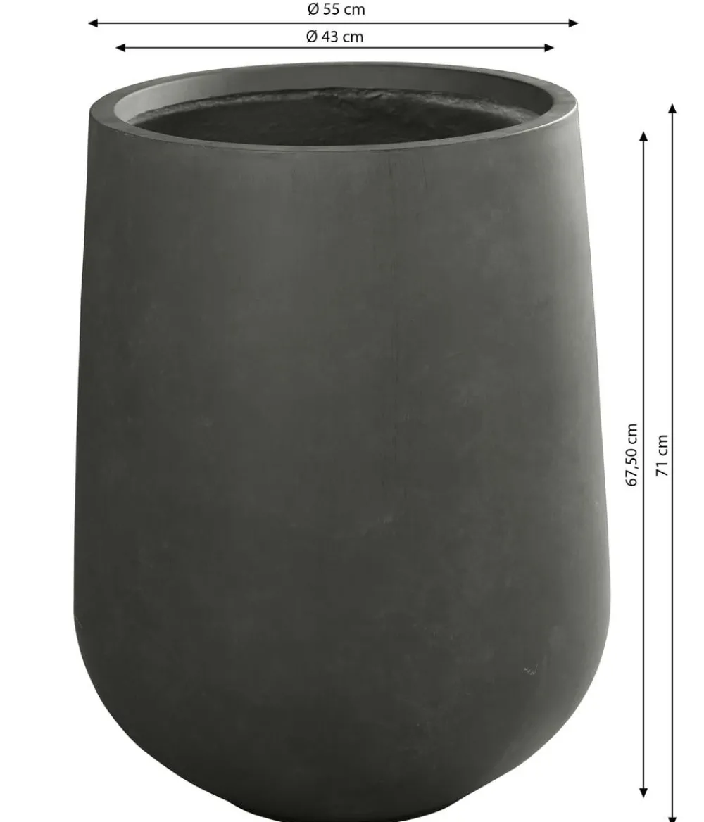 Dehner Vasen|Pflanzkübel & Blumenkästen - Fiberglas-Topf Curved, rund, Anthrazit