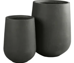 Dehner Vasen|Pflanzkübel & Blumenkästen - Fiberglas-Topf Curved, rund, Anthrazit
