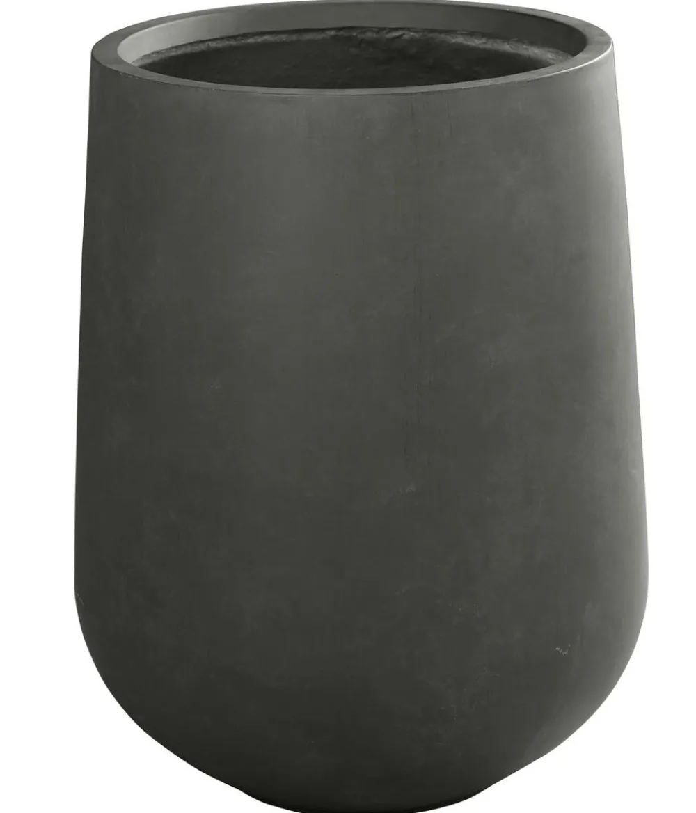 Dehner Vasen|Pflanzkübel & Blumenkästen - Fiberglas-Topf Curved, rund, Anthrazit
