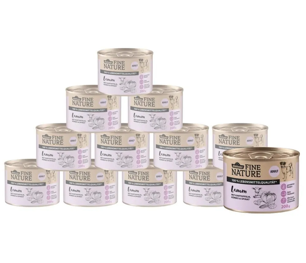 Dehner Fine Nature Nassfutter Hund > Nassfutter für Hunde Adult, Lamm mit Kartoffeln, Kürbis & Spinat