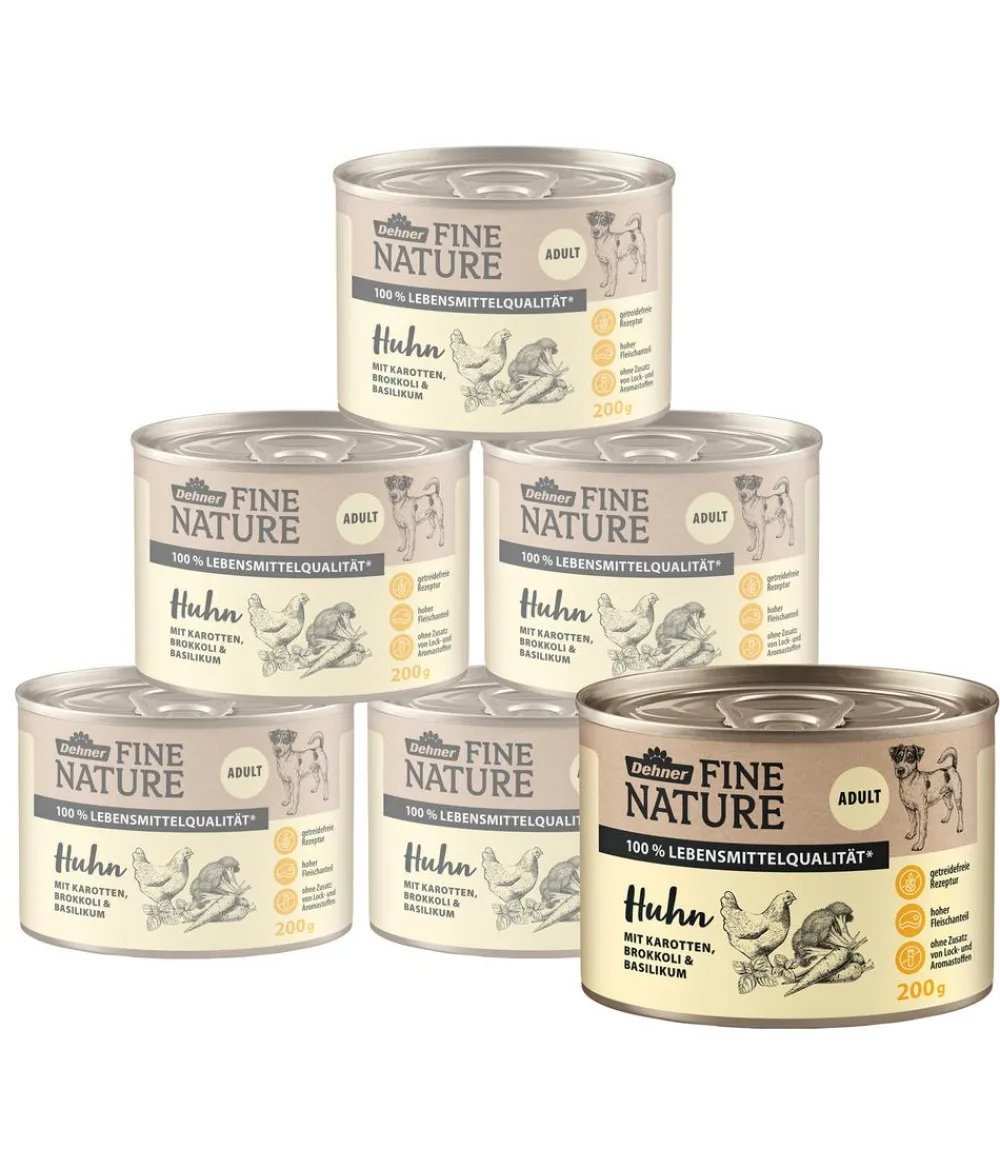 Dehner Fine Nature Nassfutter Hund > Nassfutter für Hunde Adult, Huhn mit Karotten, Brokkoli & Basilikum