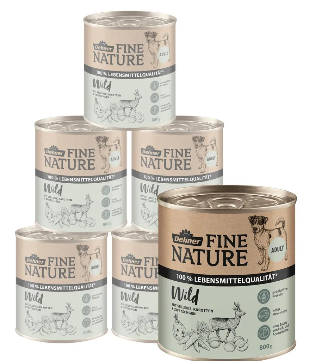 Dehner Fine Nature Nassfutter für Hunde Adult, Wild mit Sellerie, Karotten & Zwetschgen