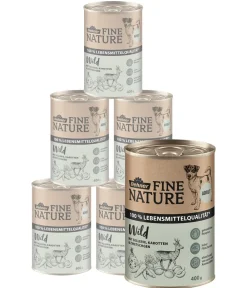 Dehner Fine Nature Nassfutter Hund - Nassfutter für Hunde Adult, Wild mit Sellerie, Karotten & Zwetschgen