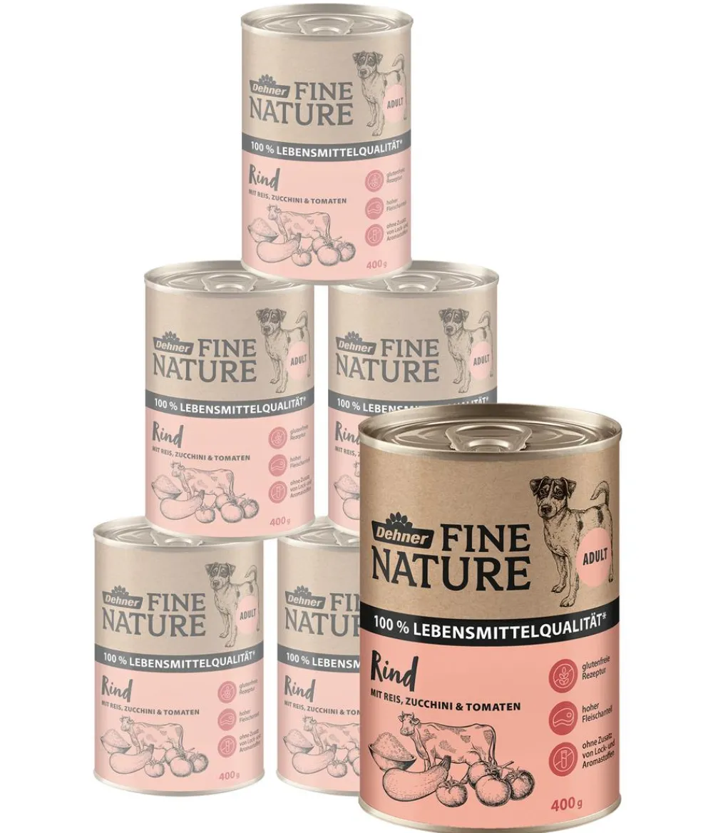 Dehner Fine Nature Nassfutter Hund - Nassfutter für Hunde Adult, Huhn mit Karotten, Brokkoli & Basilikum