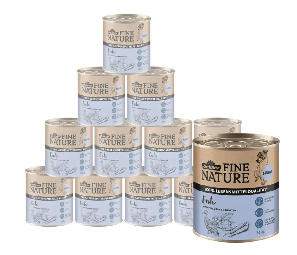 Dehner Fine Nature Nassfutter Hund - Nassfutter für Hunde Senior, Ente mit Topinambur & Karotten