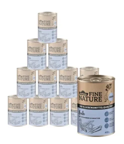 Dehner Fine Nature Nassfutter Hund - Nassfutter für Hunde Senior, Ente mit Topinambur & Karotten