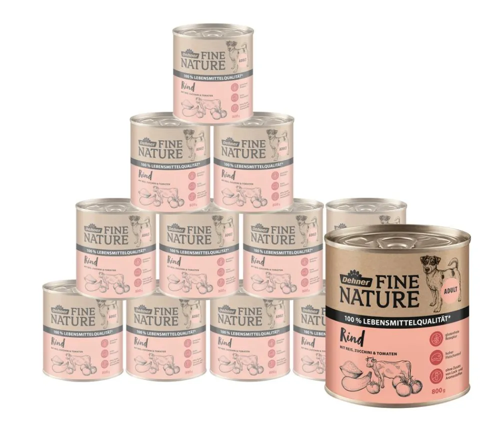 Dehner Fine Nature Nassfutter für Hunde Adult, Rind mit Reis, Zucchini & Tomate Discount