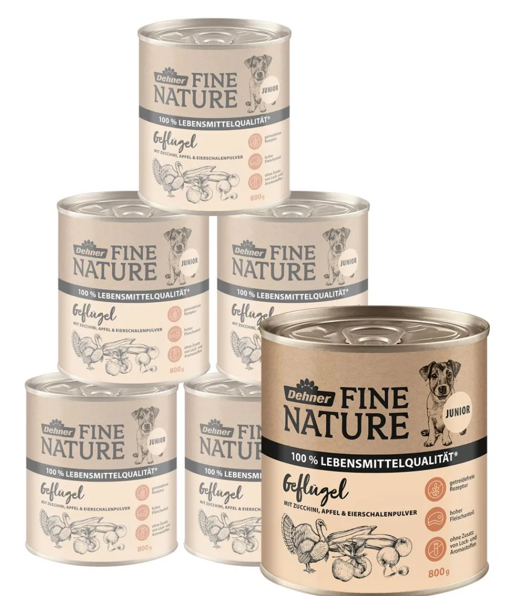 Dehner Fine Nature Nassfutter für Hunde Junior, Geflügel mit Zucchini, Apfel & Eierschalenpulver Sale