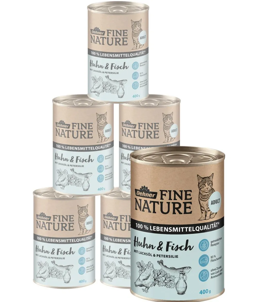 Dehner Fine Nature Nassfutter Katze > Nassfutter für Katzen Adult, Huhn & Fisch mit Lachsöl & Petersilie