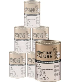 Dehner Fine Nature Nassfutter für Katzen Kitten, Kalb mit Lachsöl & Eierschalenpulver New