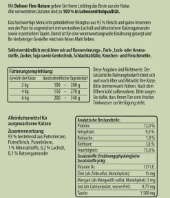 Dehner Fine Nature Nassfutter Katze - Nassfutter für Katzen Adult, Pute mit Lachsöl & Katzengamander