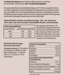 Dehner Fine Nature Nassfutter Katze - Nassfutter für Katzen Kitten, Kalb mit Lachsöl & Eierschalenpulver