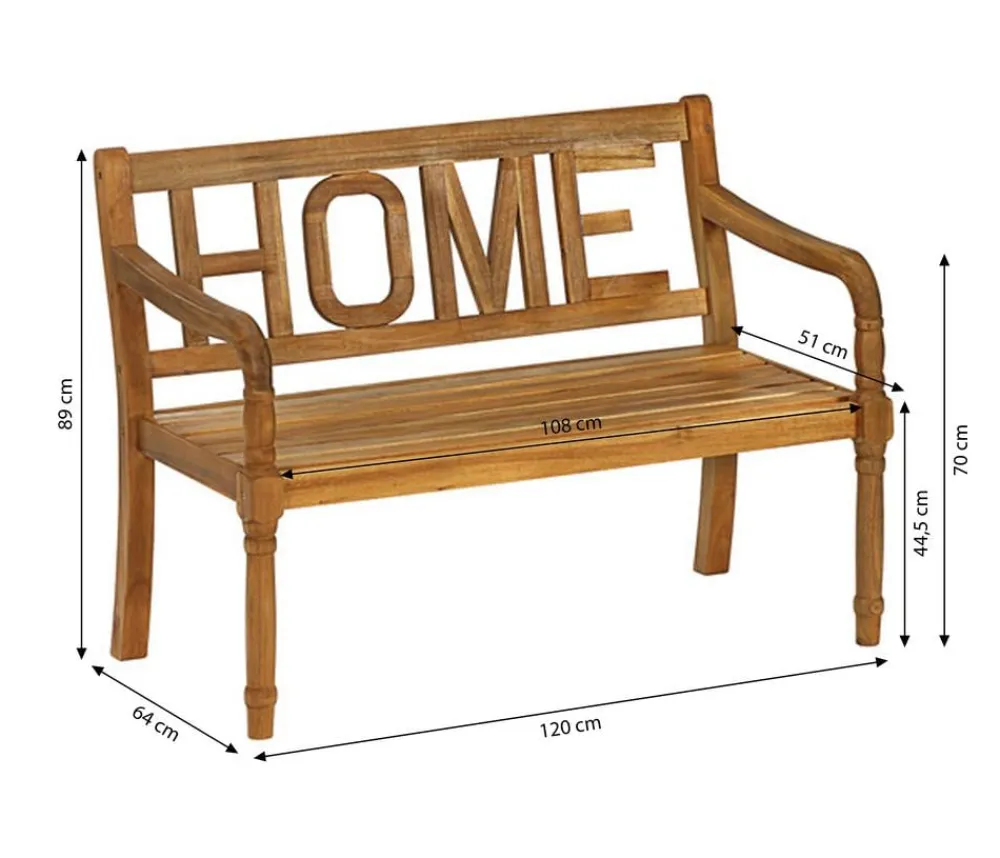 Dehner 2-Sitzer Gartenbänke|Gartenbänke Holz - Gartenbank Home, 2-Sitzer Braun