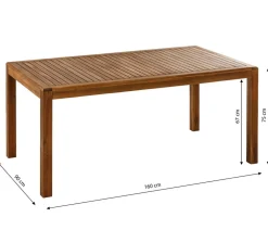 Dehner Garten-Esstische|Gartentische Holz - Gartentisch Lima, ca. B160/H75/T90 cm Braun