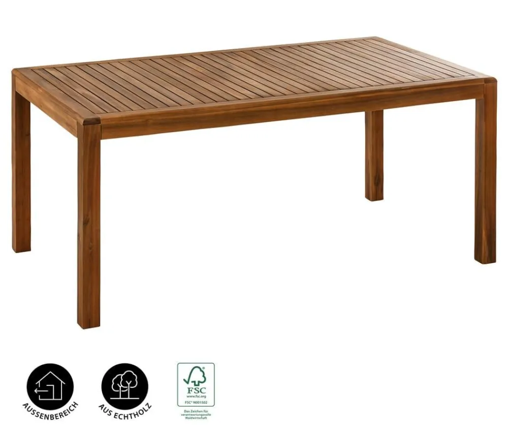 Dehner Garten-Esstische|Gartentische Holz - Gartentisch Lima, ca. B160/H75/T90 cm Braun