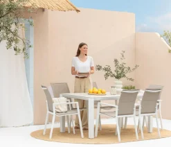 Dehner Garten-Esstische|Gartentische Aluminium - Gartentisch Palermo, ca. B160/H74/T87 cm Weiß