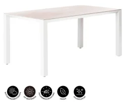 Dehner Garten-Esstische|Gartentische Aluminium - Gartentisch Palermo, ca. B160/H74/T87 cm Weiß