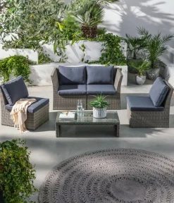 Dehner Loungemöbel|Gartenlounge-Sets - Geflecht-Lounge Rom, 4-teilig