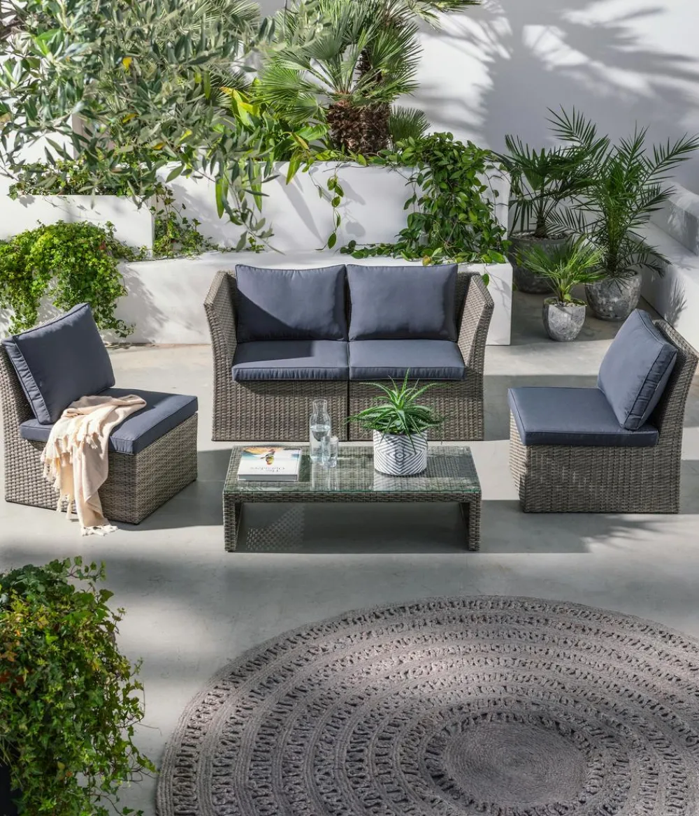 Dehner Loungemöbel|Gartenlounge-Sets - Geflecht-Lounge Rom, 4-teilig